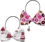 Holiday Fun Party Themed Bowtie 2-Pack set with Charm Accessory for dogs or cats
