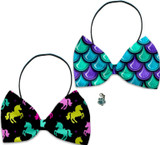 Holiday Fun Party Themed Bowtie 2-Pack set with Charm Accessory for dogs or cats