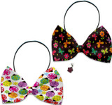Holiday Fun Party Themed Bowtie 2-Pack set with Charm Accessory for dogs or cats