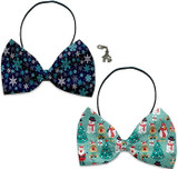 Holiday Fun Party Themed Bowtie 2-Pack set with Charm Accessory for dogs or cats