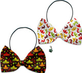 Holiday Fun Party Themed Bowtie 2-Pack set with Charm Accessory for dogs or cats