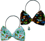 Holiday Fun Party Themed Bowtie 2-Pack set with Charm Accessory for dogs or cats
