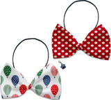 Holiday Fun Party Themed Bowtie 2-Pack set with Charm Accessory for dogs or cats