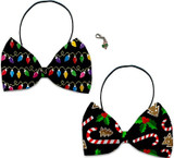 Holiday Fun Party Themed Bowtie 2-Pack set with Charm Accessory for dogs or cats