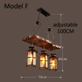 Retro Bar Industrial Wind Chandelier Loft Solid Wood Personality Restaurant Bar Industrial Coffee Shop Industrial Chandelier