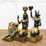 Resin Figurines Candleholder Retro Ancient Egyptian Goddess Sphinx Anubis