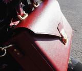 Elegant briefcase BIG , red leather with locks