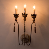 Antique Wall Sconce Scroll & Leaves Candle