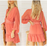 Plunge Neck Lace-Trimmed Minidress