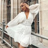 Plunge Neck Lace-Trimmed Minidress