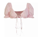 Puff Sleeve Prairie Tie-Front Crop Top