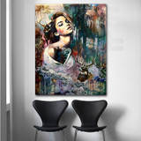 Watercolor Girl With Animals Canvas Painting
