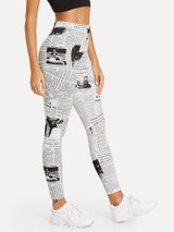Newspaper Print Leggings