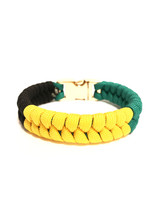Jamaican Flag Mens & Women Paracord Bracelet Jewelry Flag of Jamaica with Gold Buckle