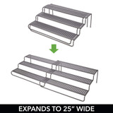 mDesign Adjustable, Expandable Kitchen Wire Metal Storage Cabinet, Cupboard, Food Pantry, Shelf Organizer Spice Bottle Rack Holder - 3 Level Storage - Up to 25" Wide, 2 Pack - Graphite Gray