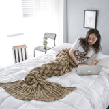 CAMMITEVER 180*90cm Big Mermaid Tail Blanket Crochet Mermaid Blanket for Adult, Soft All Seasons Sleeping Blankets CAMMITEVER 180*90cm Big Mermaid Tail Blanket Crochet Mermaid Blanket for Adult, Soft All Seasons Sleeping Blankets