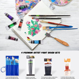 Artist Painting Set, 128Pcs Artist Set W/ Table-Top & Field Easels