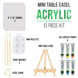 U.S. Art Supply 13-Piece Acrylic Artist Painting Set with Mini Table Easel, Canvas Panel, Brushes & Palette