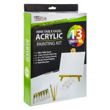 U.S. Art Supply 13-Piece Acrylic Artist Painting Set with Mini Table Easel, Canvas Panel, Brushes & Palette