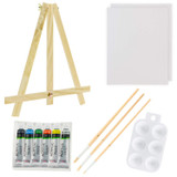 U.S. Art Supply 13-Piece Acrylic Artist Painting Set with Mini Table Easel, Canvas Panel, Brushes & Palette