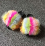 Women's Multicolor Fur Sandals