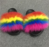 Women's Multicolor Fur Sandals