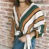 classic striped 3/4 sleeve blouse