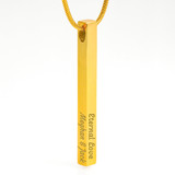 Engraved 4 Sided Bar Necklace