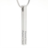 Engraved 4 Sided Bar Necklace