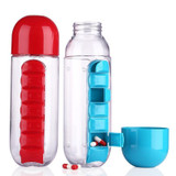 600ml Water Bottle Daily Pill Storage Organizer Box
