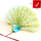 Peacock Greeting Card /3D Pop Up Invitation (Gorgeous Peafowl, Peahen)