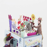 Vintage Flower Car Greeting Card/ 3D Pop Up Design Holiday Card