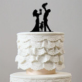 Family Wedding Cake Topper (Bride, Groom, Daughter &Baby) [Little Girls /Children /Kids]