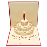 Happy Birthday Card -3D Pup Up Greeting Card /Birthday Cake Papercraft