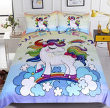 Queen Rainbow Unicorn Bedding Set