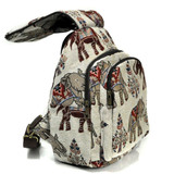 Elephant Travel Embroidery Canvas Backpack