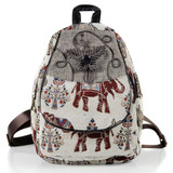 Elephant Travel Embroidery Canvas Backpack
