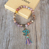 Natural Stone Tebetan Yoga Stretch Chakra Bracelet