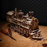 DIY Movable Locomotive Train Wooden Model Building