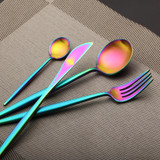 New Stainless Steel Colorful Rainbow Flatware Cutlery Set