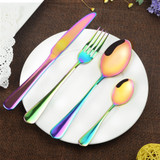 4Pcs Colorful Stainless Steel Western Rainbow Flatware Cutlery Set