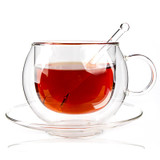 220ML Handle Double Glass Teacup Coffee Mugs