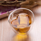 Heart Shaped Handle Double Glass Teacup Coffee Mugs