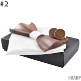 3D Handkerchief Cufflink Wooden Bow Tie