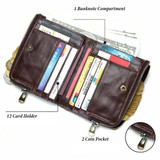 RFID Genuine Leather Double Mens Zipper Wallet