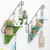 Wood Vintage Flower Pot Decorative Floating Wall Shelves