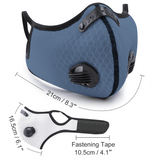 Grey/blue Protective Mask with carbon filter, mesh fabric