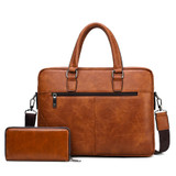 JEEP BULUO Men Business Bag For 13'3 inch Laptop Briefcase Bags 2 in 1 Set Handbags High Quality Leather Office Bags Totes Male