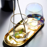 Geometry Whiskey Glass | Diamond Crystal Drinking Glass | Smoky | Golden Rim | Transparent Unicorn Rainbow | Home Bar Drinkware Gifts