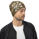 Gym Class Camo Barbells - Sand - All-Over Print Beanie